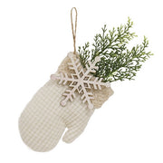 Waffle Weave Snowflake Mitten Hanger with Greenery