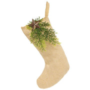 Natural Fabric Stocking with Winter Greenery and Rusty Star