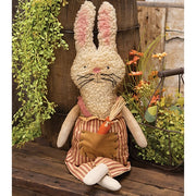 Stuffed Grungy Ticking Stripe Bunny with Carrot Pocket