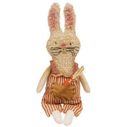 Stuffed Grungy Ticking Stripe Bunny with Carrot Pocket