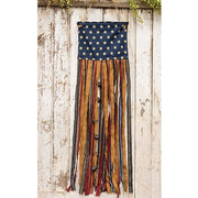 Primitive Rag Strip Flag Banner with Jinge Bells