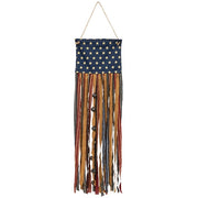 Primitive Rag Strip Flag Banner with Jinge Bells