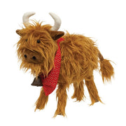 Fluffy Highland Cow with Bandana and Bell - 13"