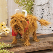 Fluffy Highland Cow with Bandana and Bell - 9"