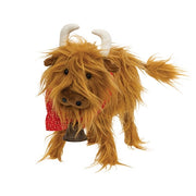 Fluffy Highland Cow with Bandana and Bell - 9"