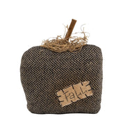 Stuffed Black & Tan Chevron Mossy Top Fall Pumpkin