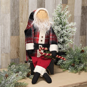 Plaid Coat Santa Doll With Jingle Bell Candy Cane