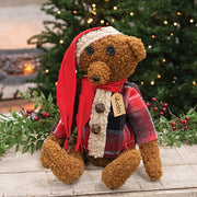 Aiden Teddy Bear in Plaid Shirt With Hat & Scarf