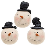 Stuffed Floppy Hat Snowman Head Sitter  (3 Count Assortment)