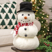 Stuffed Sherpa Snowman In Top Hat & Scarf - 15"H