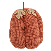 Stuffed Orange Waffle Weave Pumpkin with Burlap Leaves - 9"H