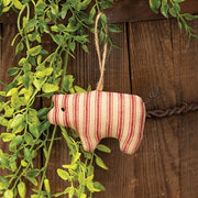 Stuffed Red Ticking Stripe Pig Ornament