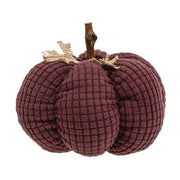 Burgundy Waffle Weave Pumpkin with Burlap Leaves - 6" dia.
