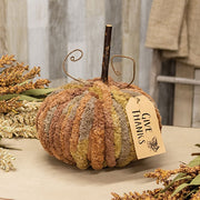 Harvest Chenille Give Thanks Pumpkin - 9" dia