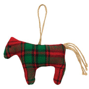 Stuffed Red & Green Plaid Horse Ornament