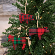Stuffed Red & Green Plaid Horse Ornament