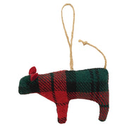 Stuffed Red & Green Plaid Cow Ornament