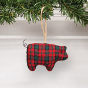 Stuffed Red & Green Plaid Pig Ornament