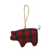 Stuffed Red & Green Plaid Pig Ornament