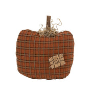Stuffed Orange Plaid Mossy Top Fall Pumpkin