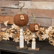 Primitive Mossy Top Pumpkin on Pedestal - 19.5"H