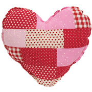 Vintage Patchwork Heart Pillow - 10"H