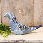 Indigo Bloom Patchwork Bird - 7"H