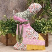 Vintage Patchwork Bunny Pillow - 10.5"H