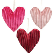 Stuffed Chenille Valentine Heart Ornament  (3 Count Assortment)