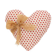 White with Red Hearts and Tied Bow Pillow - 7in