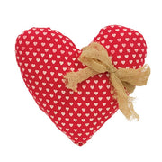 Red with White Hearts and Tied Bow Pillow - 7in