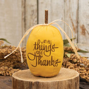 Mustard Give Thanks Stuffed Pumpkin - 7.5"H