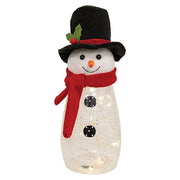 Light Up Snowy Crackled Glass Top Hat Snowman (Pack of 2)