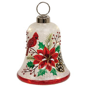 Light Up Snowy Crackled Glass Cardinal Bell (Pack of 4)