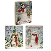 Woodland Snowman & Friends Wooden Block Sign - 5.25"x7"  (3 Count Assortment)