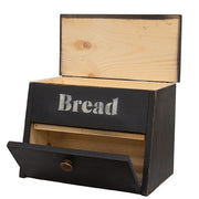 Wooden 2 Compartment Bread Box - Black