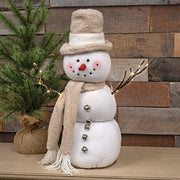 Fuzzy Plush Three Stack Top Hat LED Snowman with Arms