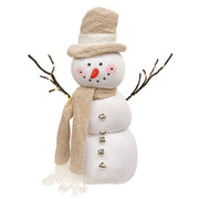 Fuzzy Plush Three Stack Top Hat LED Snowman with Arms