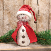 Plush Red Scarf Snowman with Stocking Cap