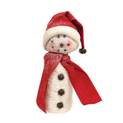 Plush Red Scarf Snowman with Stocking Cap