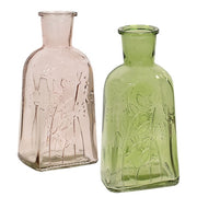 Pastel Etched Glass Flower Vase  (2 Count Assortment)