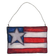 Wooden America Flag Doodle Ornaments (Set of 2)