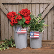 Wooden America Flag Doodle Ornaments (Set of 2)