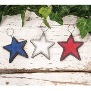 Wooden Patriotic Star Doodle Ornaments (Set of 3)