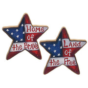 Land of the Free & Brave Wooden Doodle Star Sitters (Set of 2)