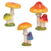 Resin Double Mushroom Figurine  (3 Count Assortment)