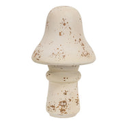 Distressed White Metal Mushroom - 10.5"H