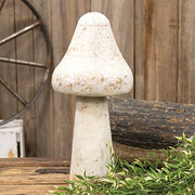 Distressed White Metal Mushroom - 16"H