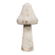 Distressed White Metal Mushroom - 16"H