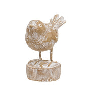 Carved Wood Look Resin Whitewashed Bird on Stump  (3 Count Assortment)